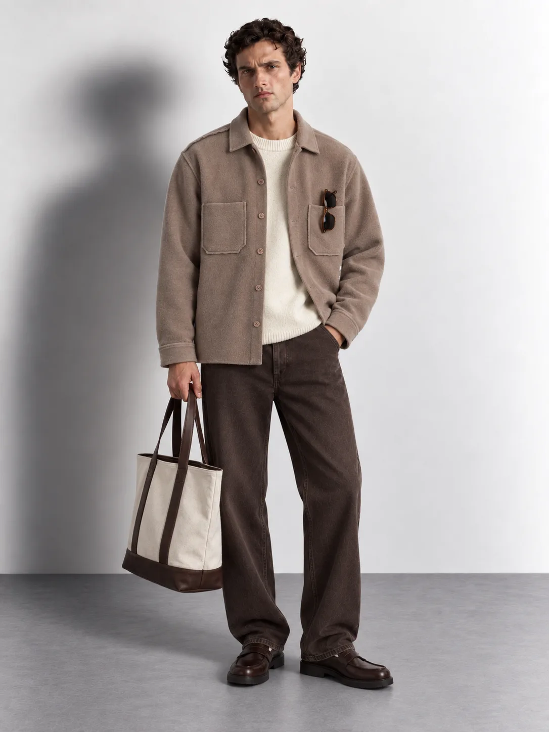 Brushed Wool-effect Overshirt — worn, front