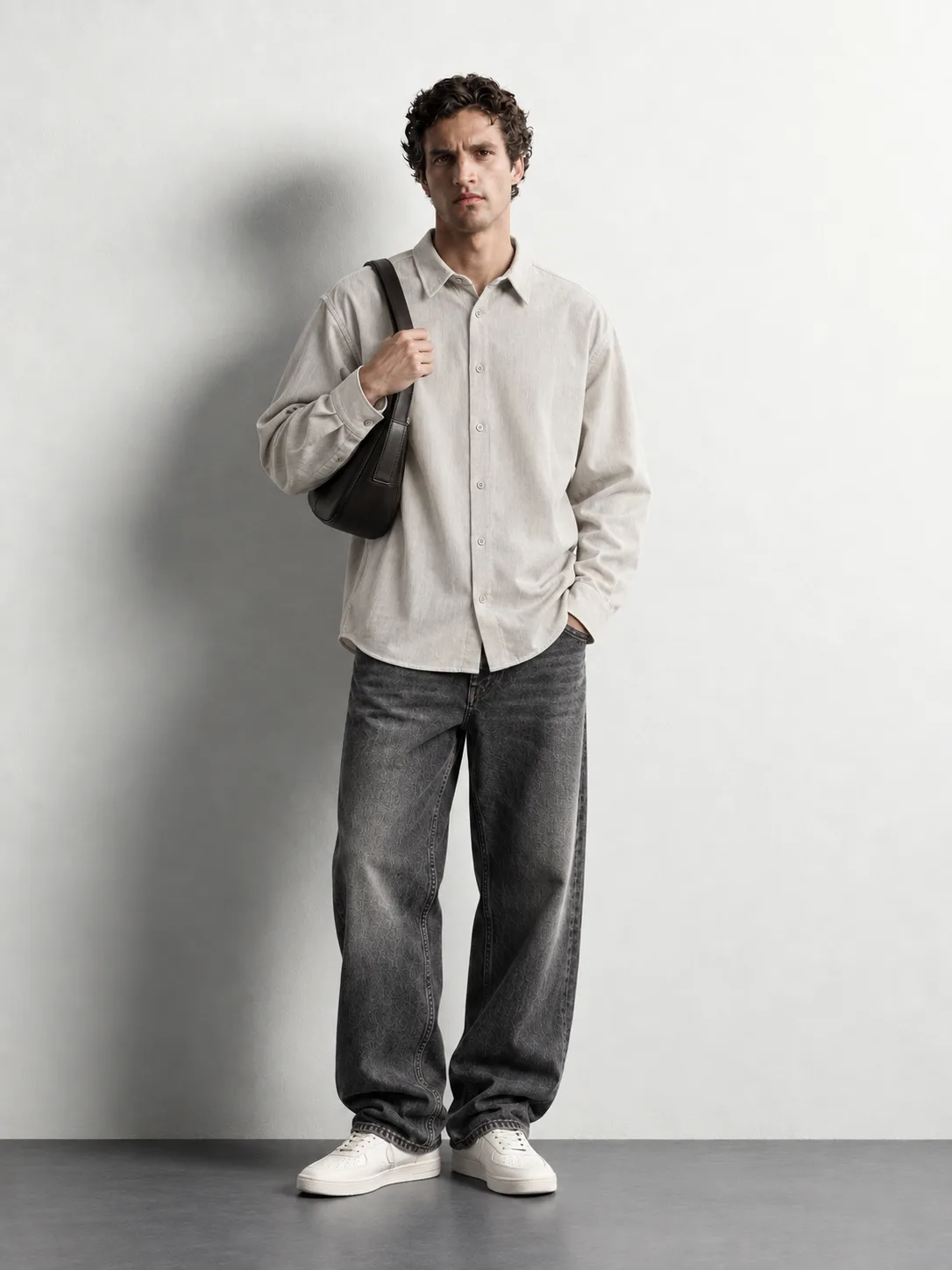 Corduroy Button-up Overshirt — worn, front