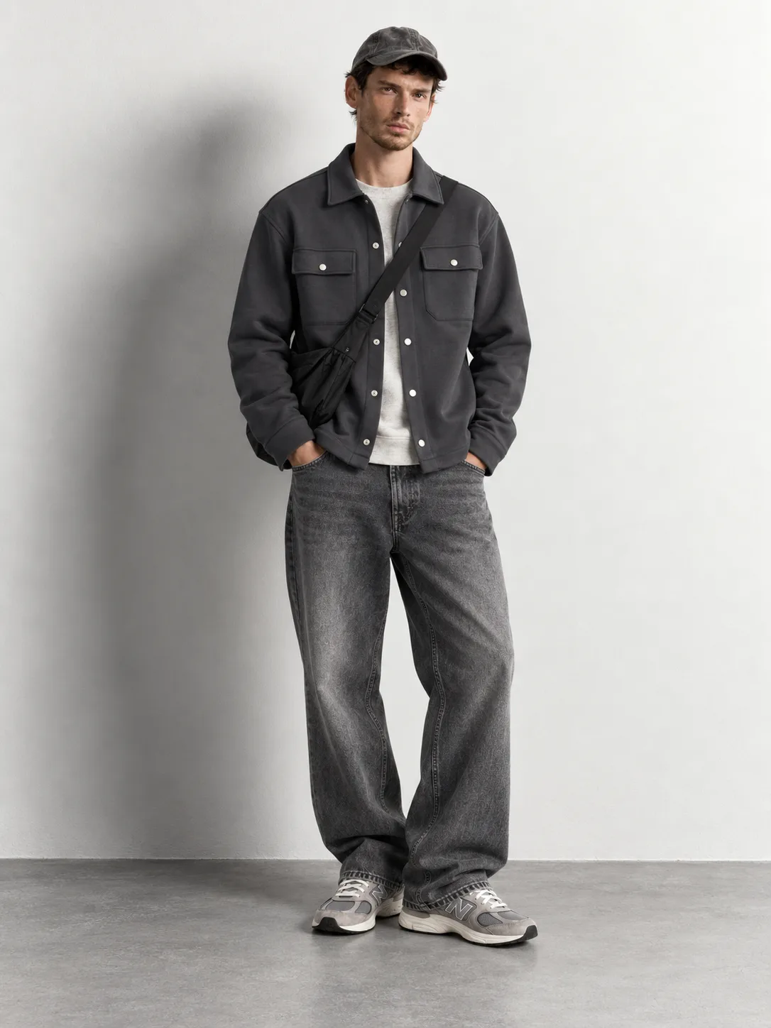 Double Pocket Snap-button Overshirt — worn, front