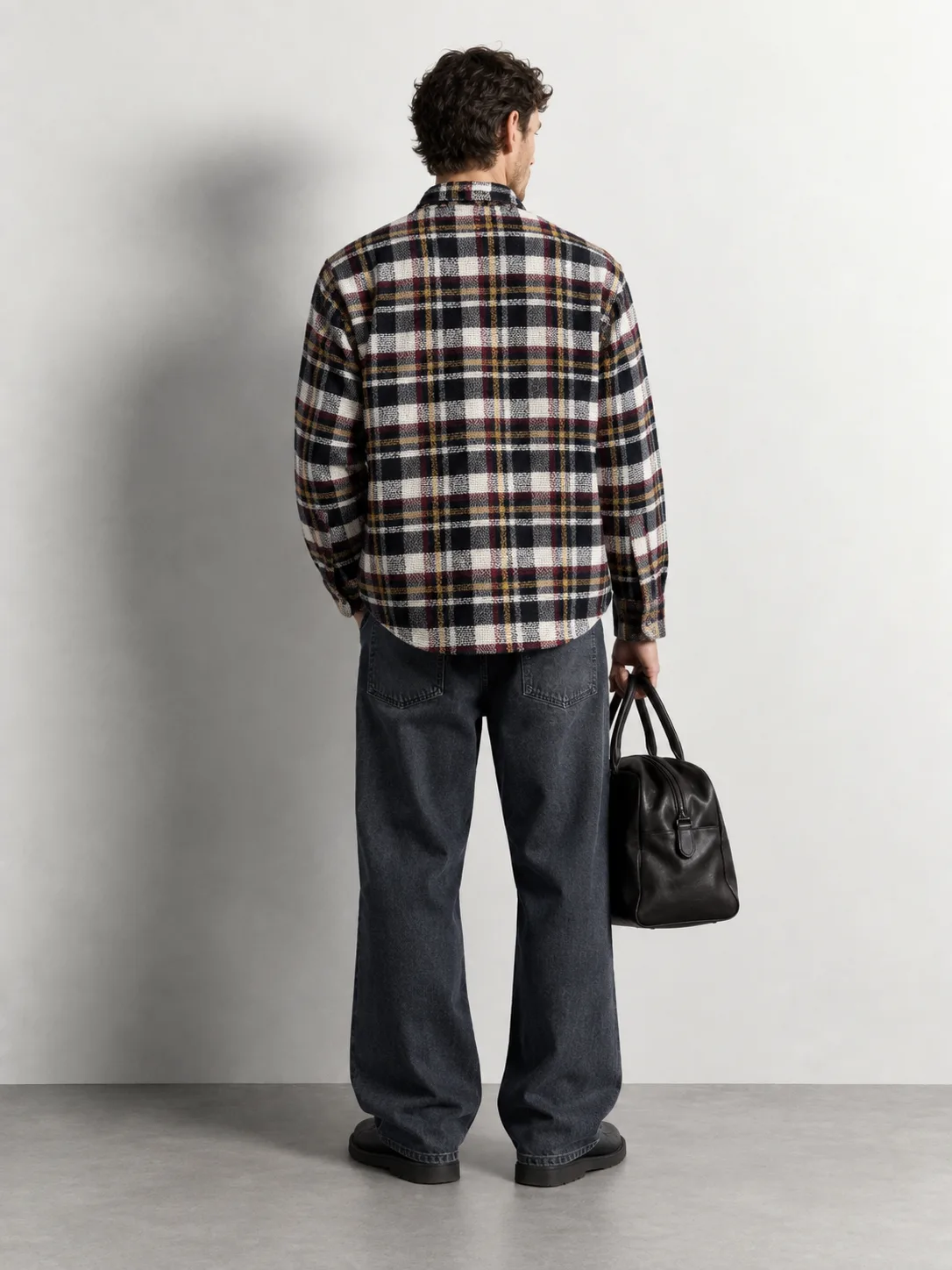 Heritage Tartan Overshirt — worn, back