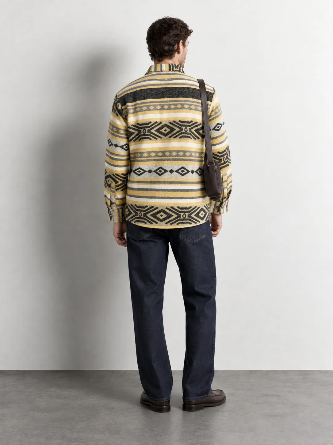 Tribal Stripe Overshirt — worn, back