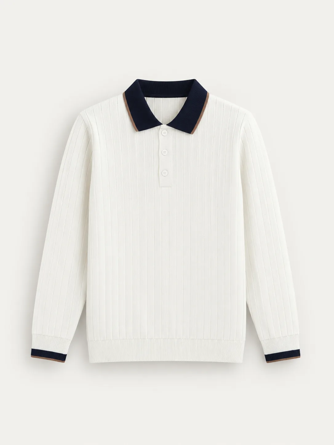 Contrast Collar Ribbed Knit Polo — detail