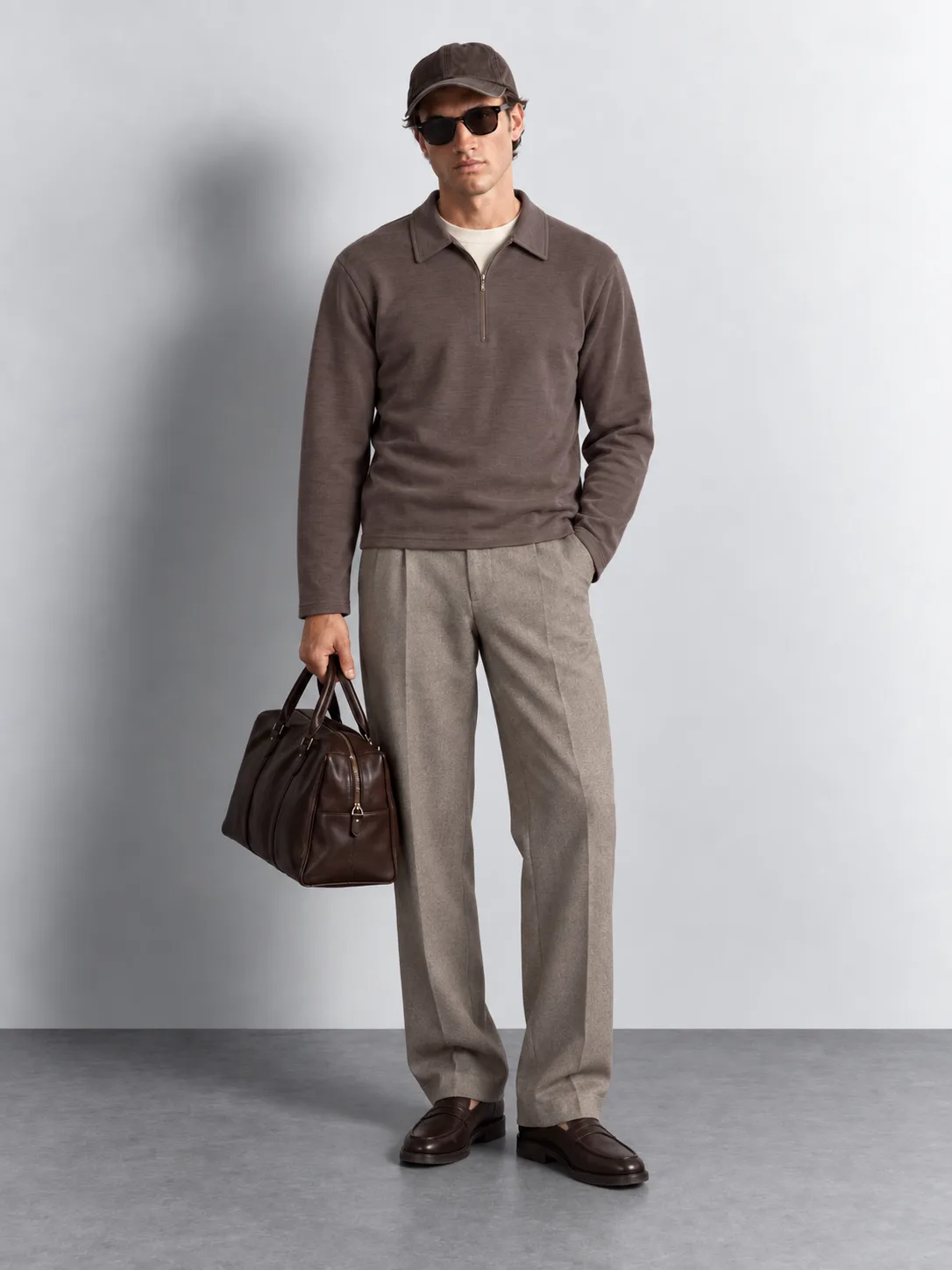 Quarter-Zip Polo Sweatshirt — worn, front
