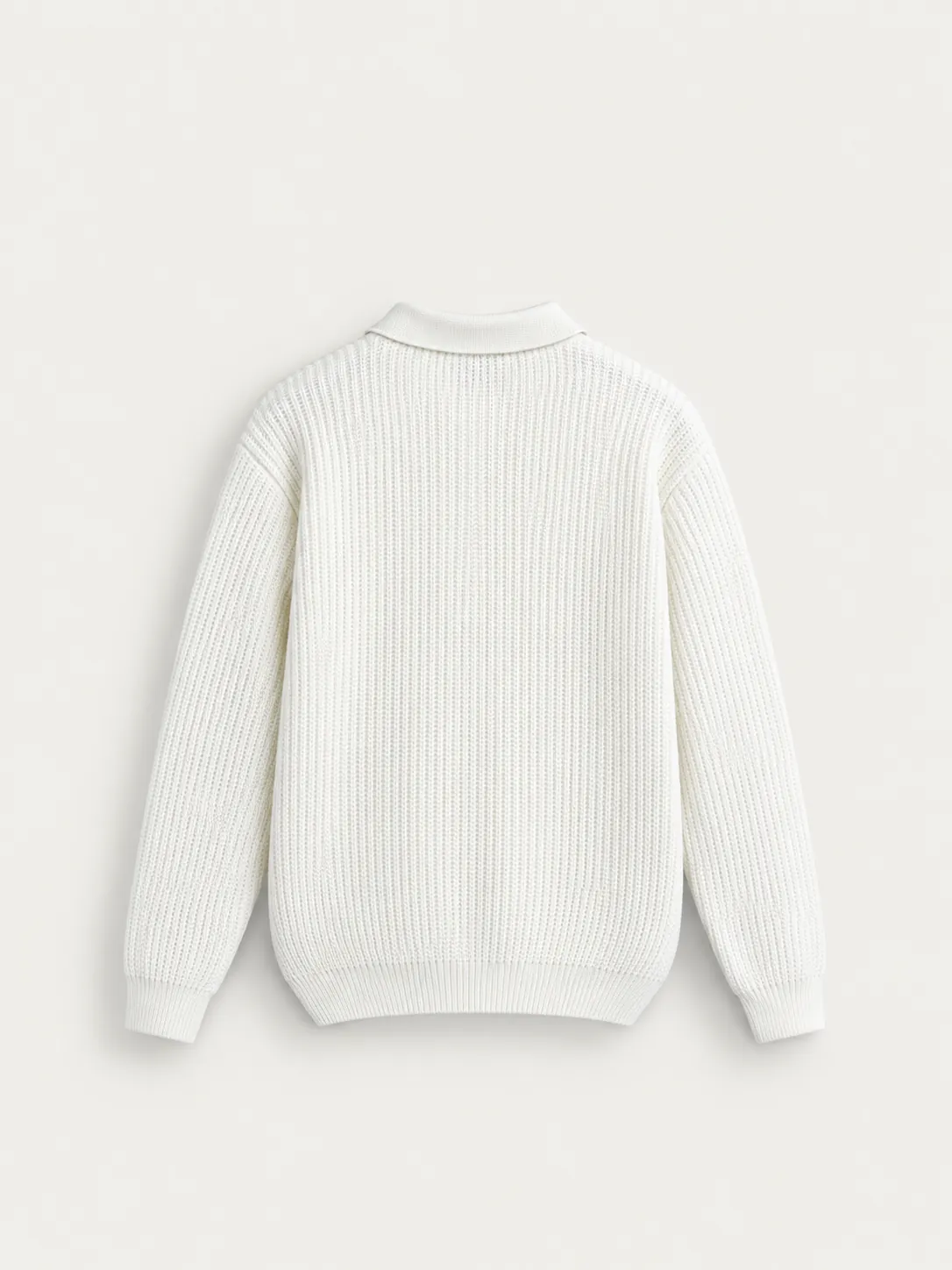 Textured Knit Zip Polo — detail