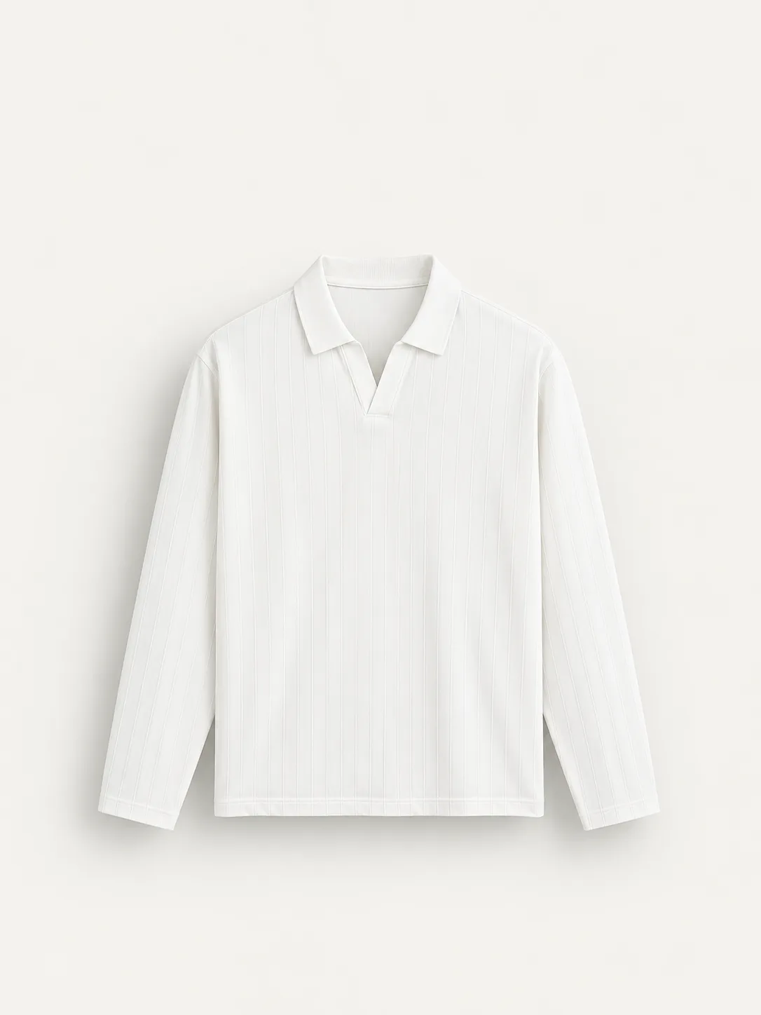 Vertical Rib Open Collar Polo — detail