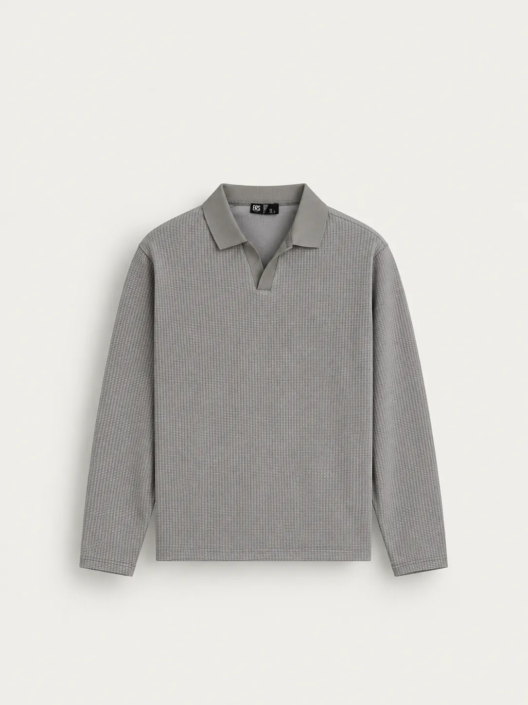 Waffle Textured Open Collar Polo — detail