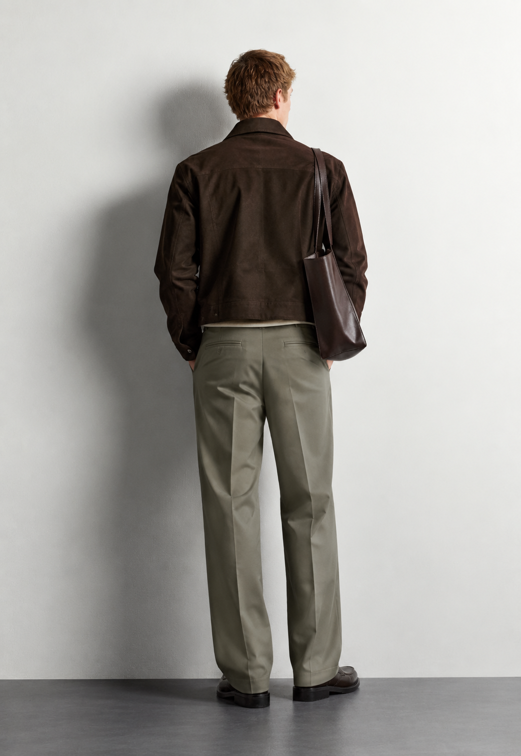 Relaxed Fit Tailored Trousers — worn, back