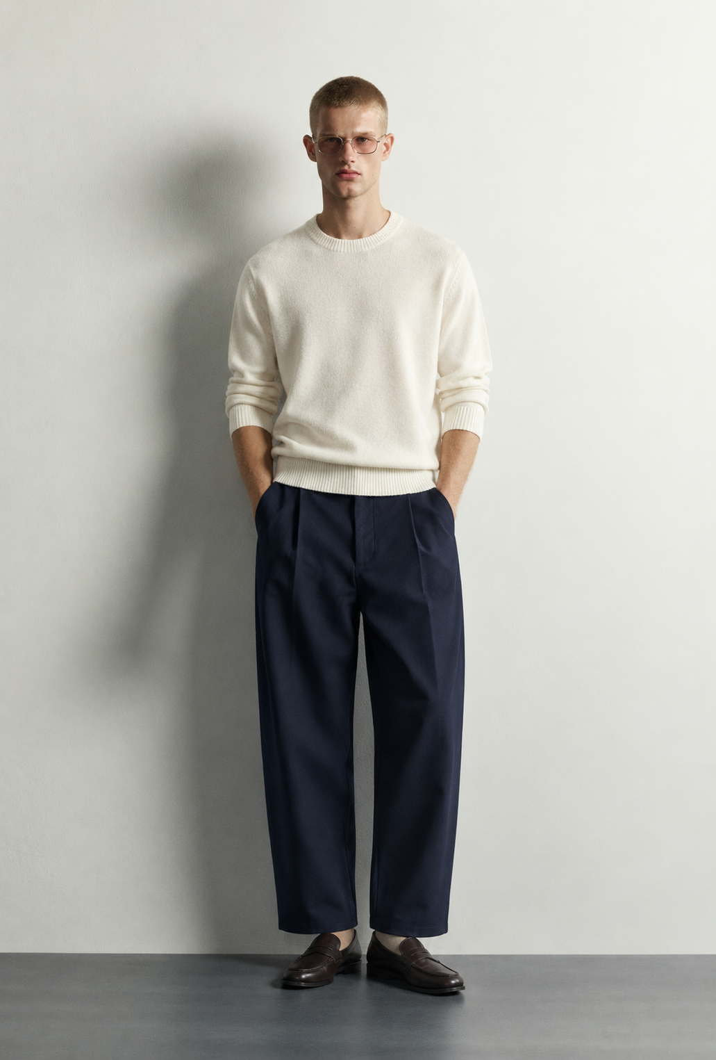 Marlow Pleated Wide Leg Trousers — front view
