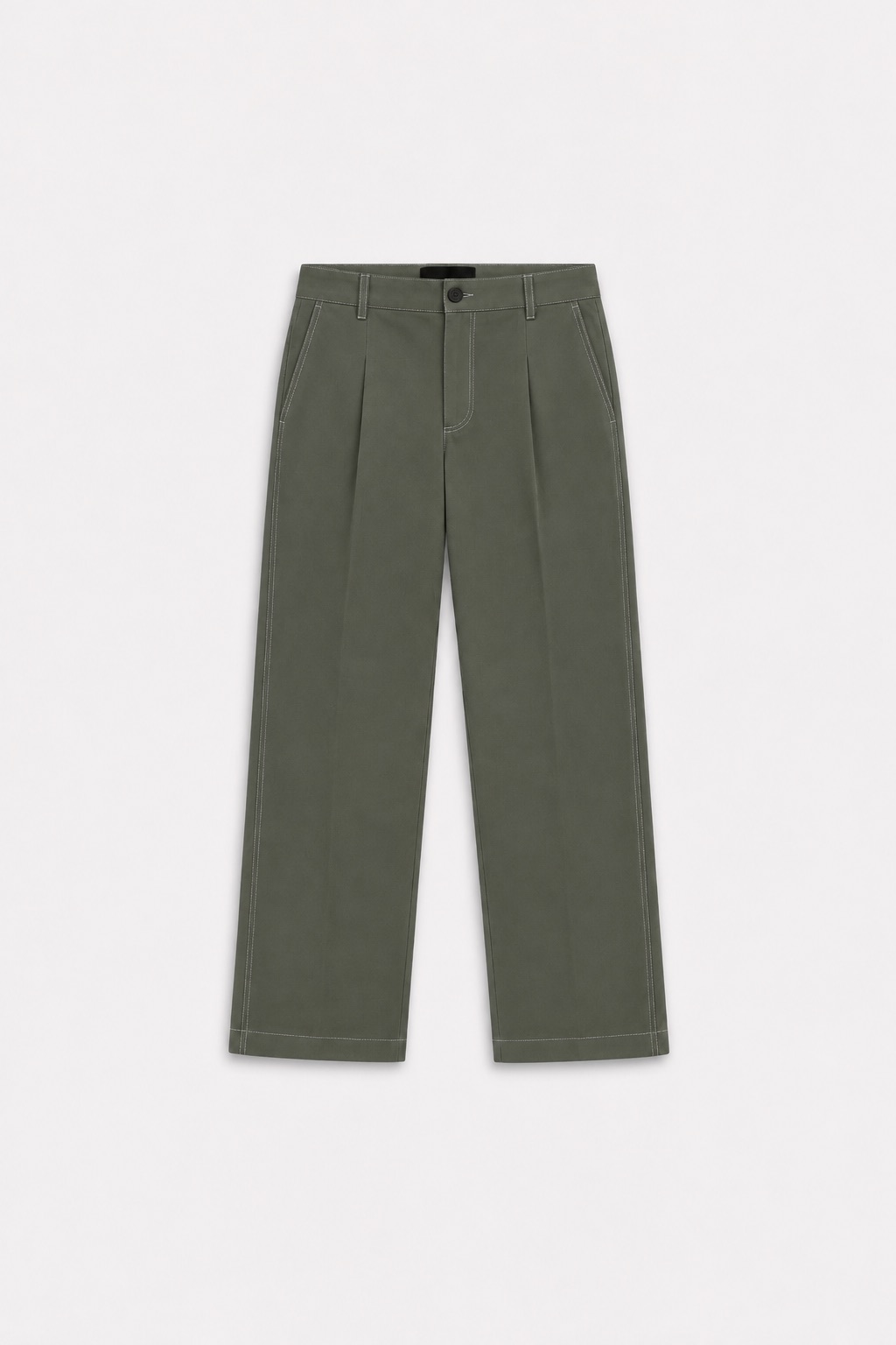 Contrast Stitch Pleated Trousers — detail