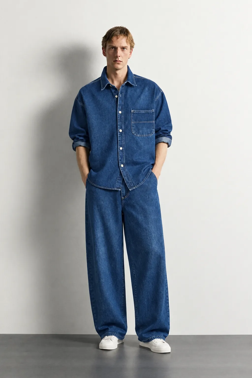 Oversized Denim Shirt — worn, front