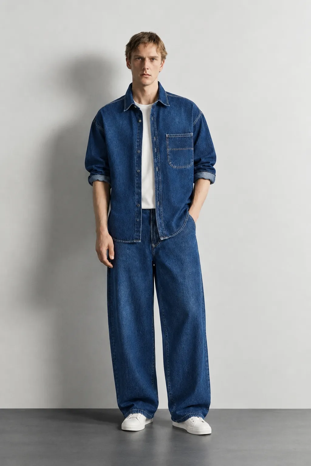 Oversized Denim Shirt — worn, front