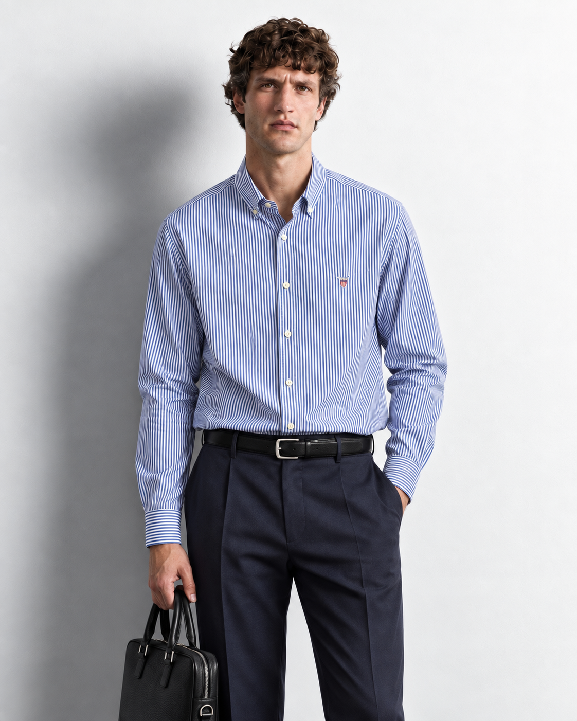 STRIPED BUTTON DOWN SHIRT — front view