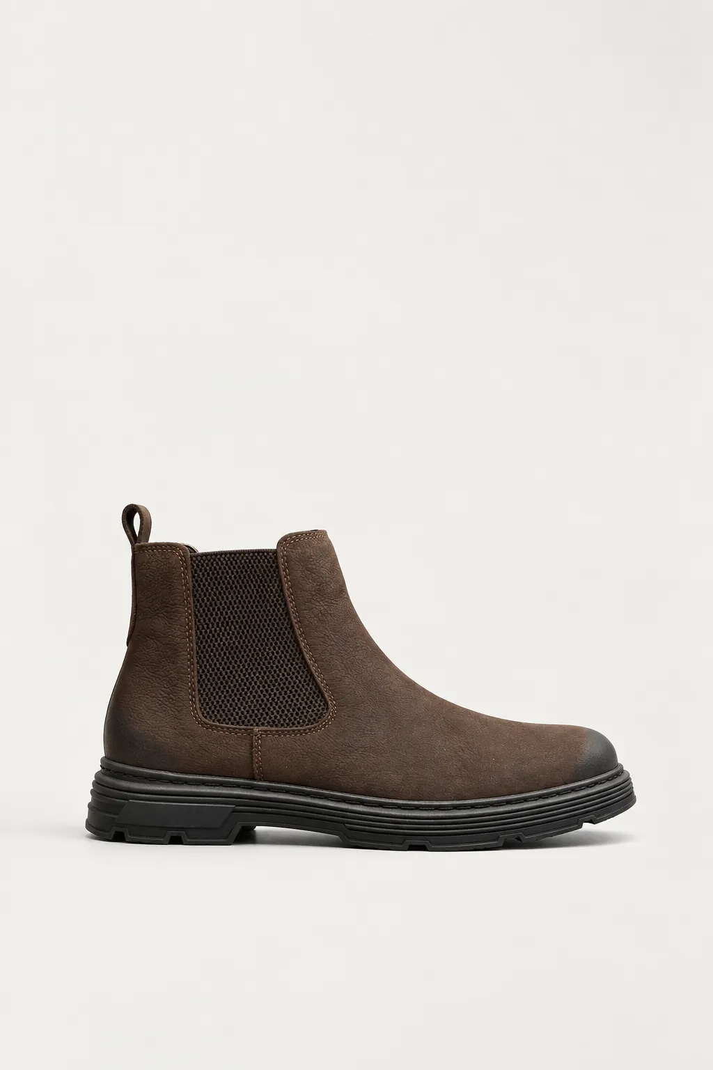 Rugged Leather Chelsea Boots — worn, front