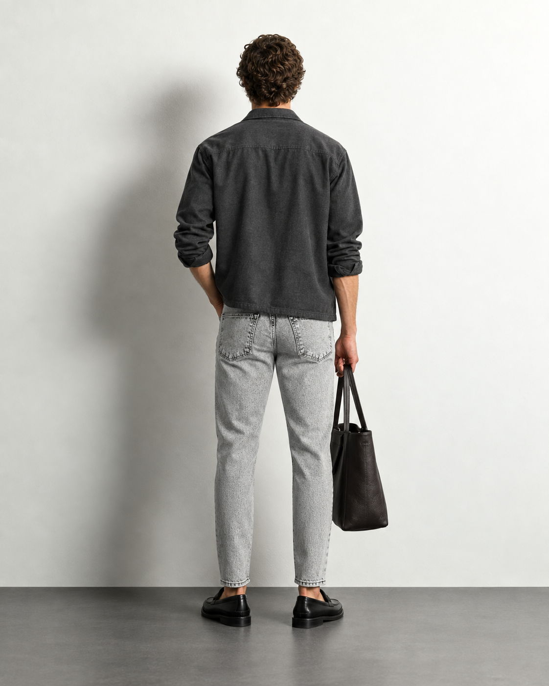 Ash Grey Slim Jeans — worn, back