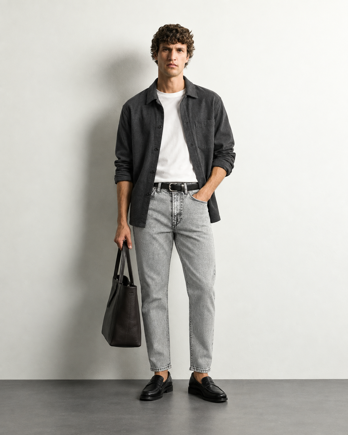Ash Grey Slim Jeans — worn, front