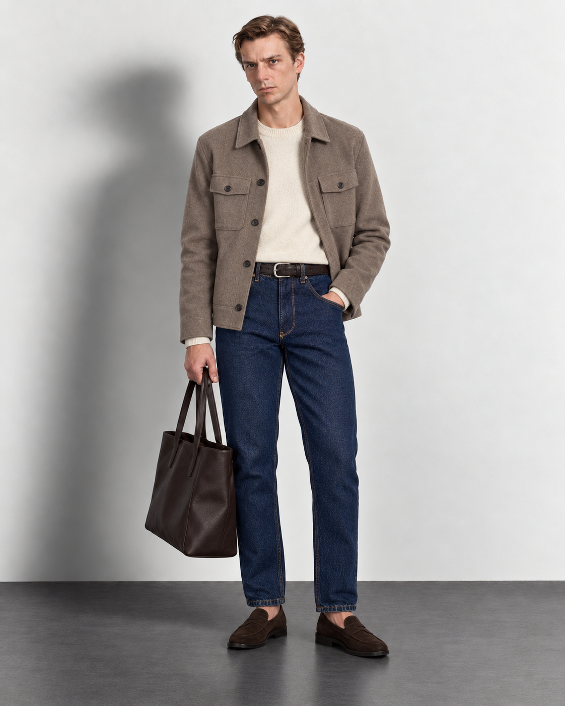 Deep Navy Slim Jeans — worn, front