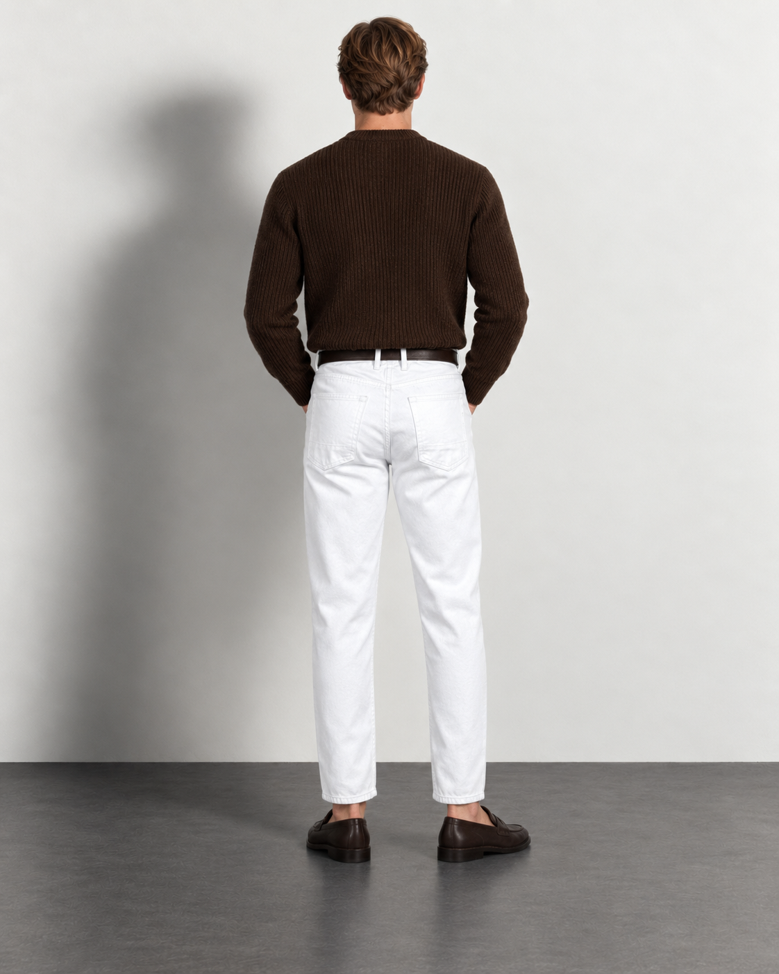Pure White Slim Jeans — worn, back