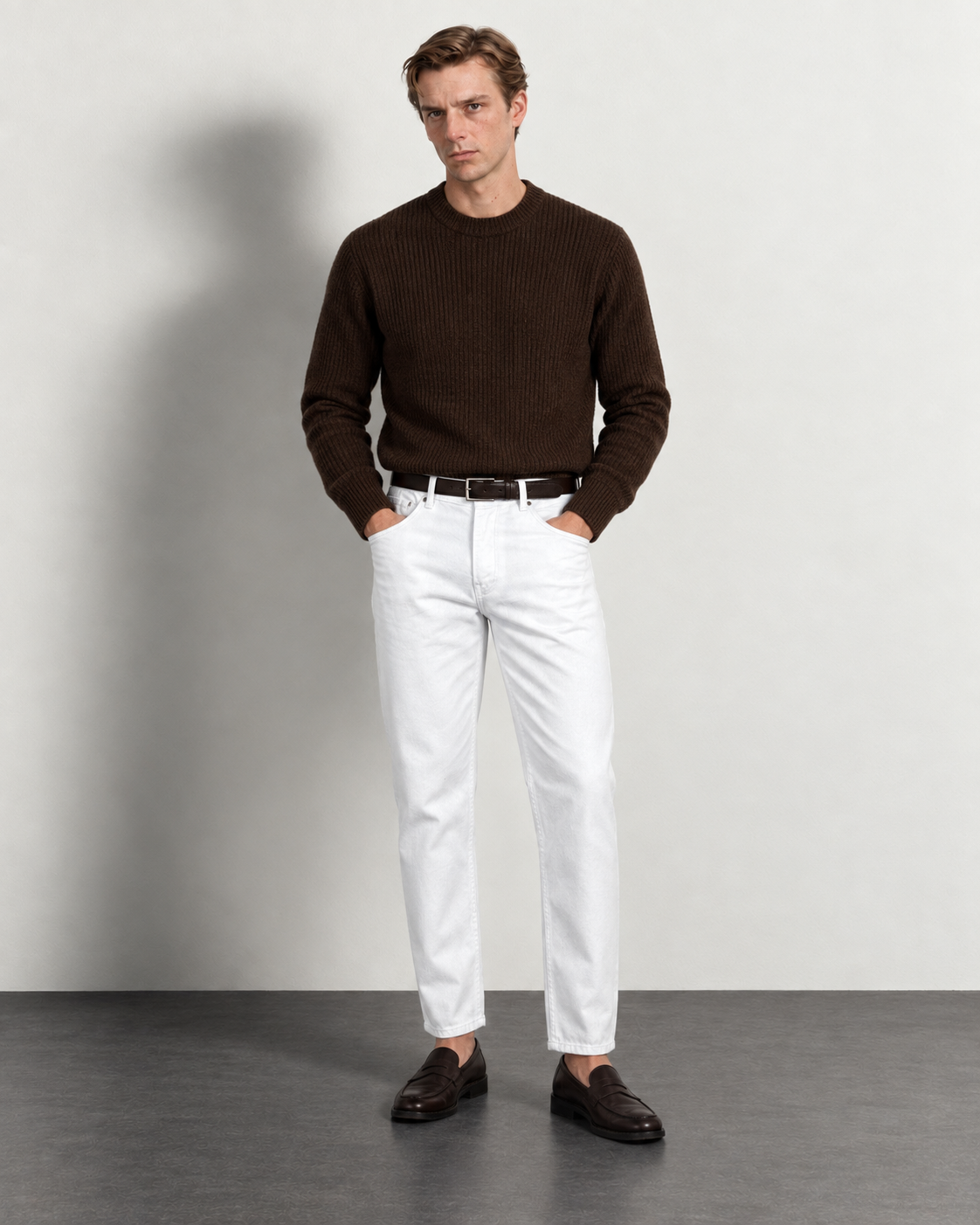 Pure White Slim Jeans — worn, front