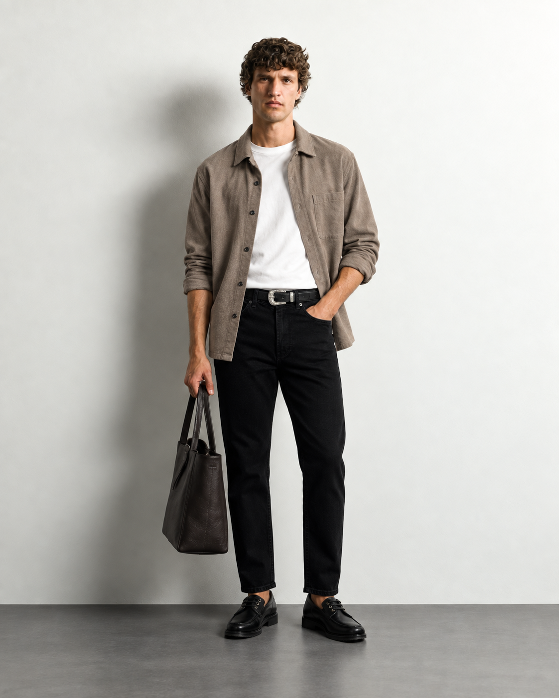 Essential Black Slim Jeans — worn, front