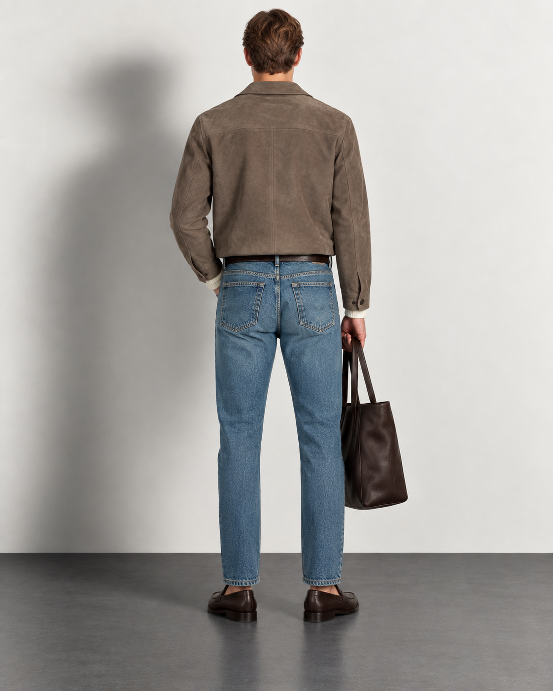 Vintage Stone Blue Slim Jeans — worn, back