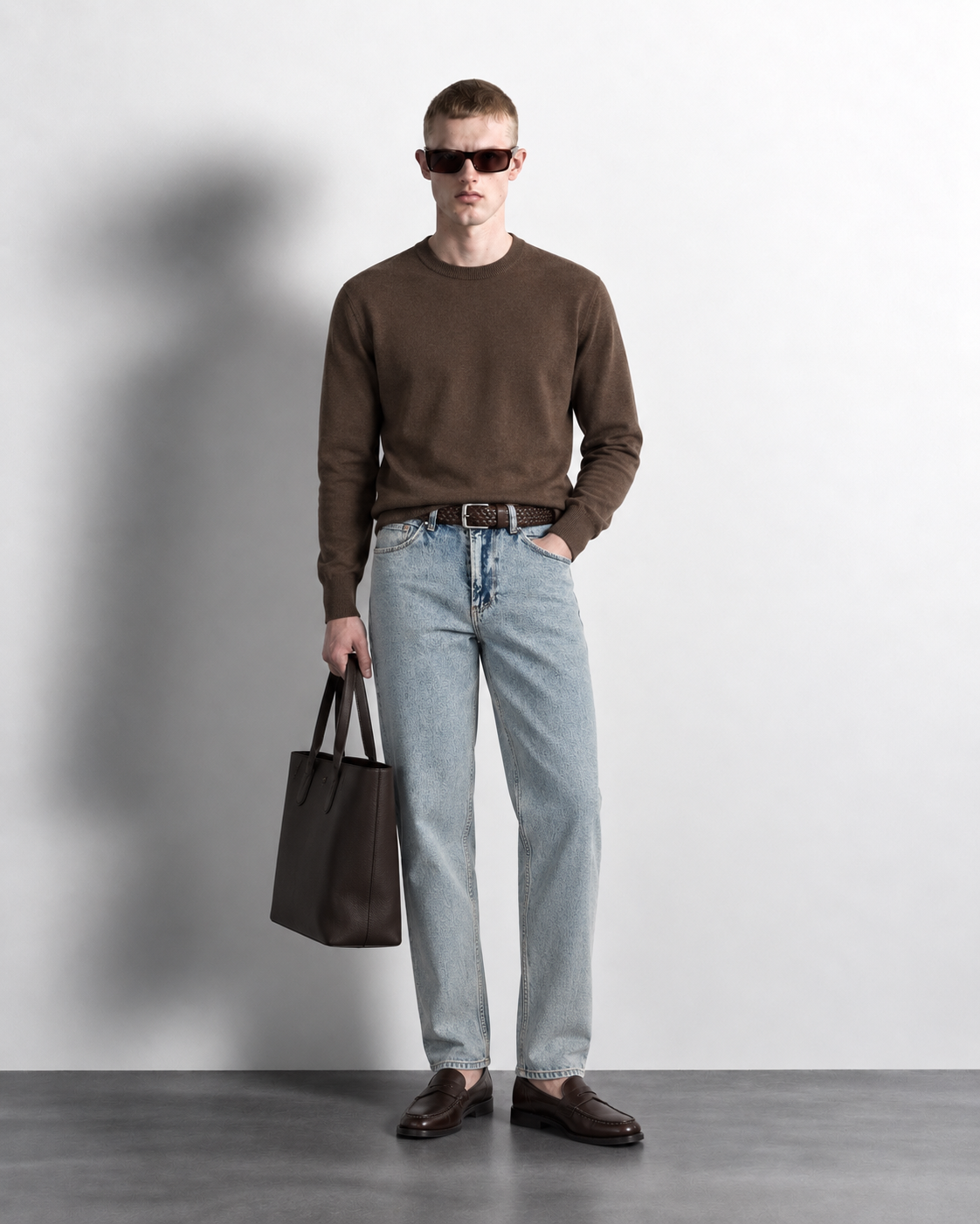 Frost Blue Slim Jeans — worn, front