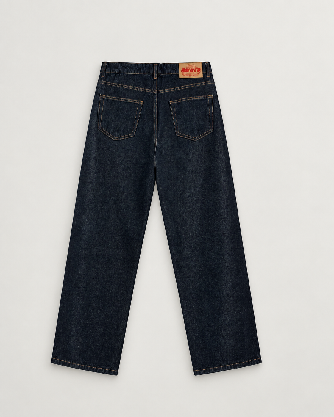 Black Relaxed Straight Jeans — back view