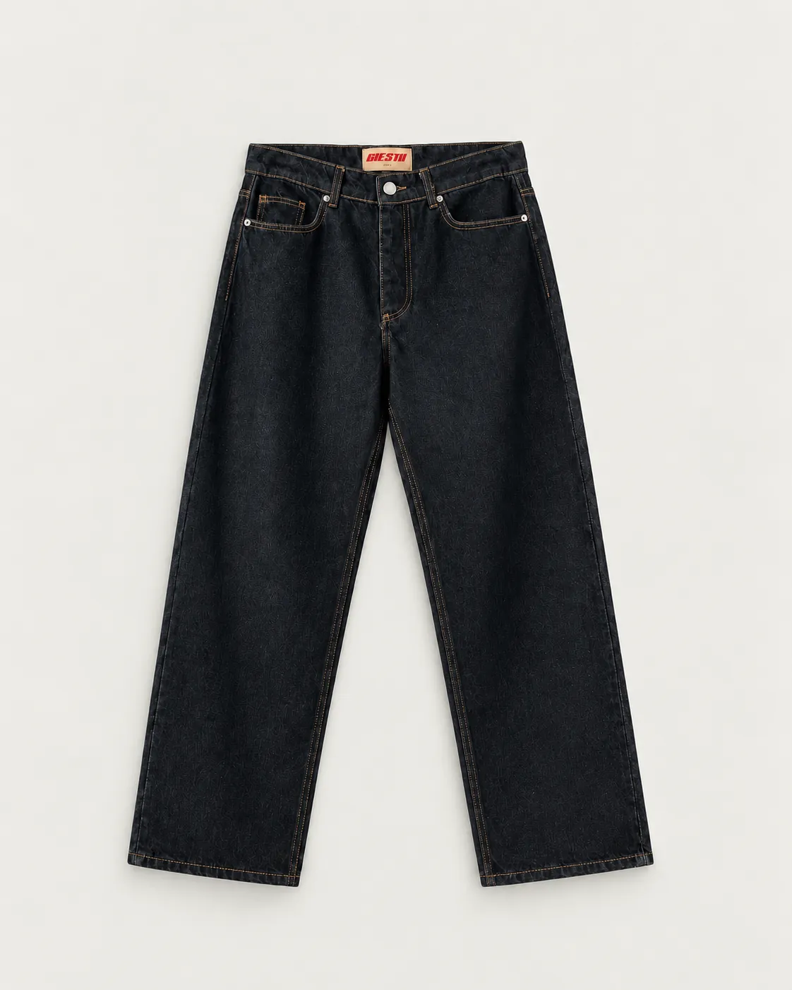 Black Relaxed Straight Jeans — detail