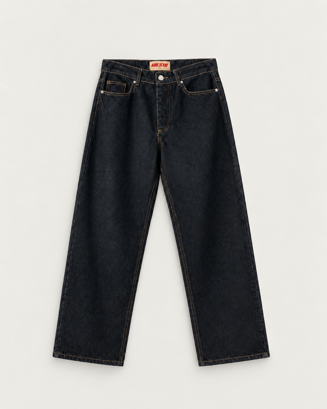 Black Relaxed Straight Jeans — front view