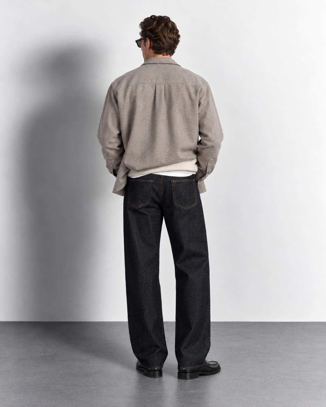 Black Relaxed Straight Jeans — worn, back