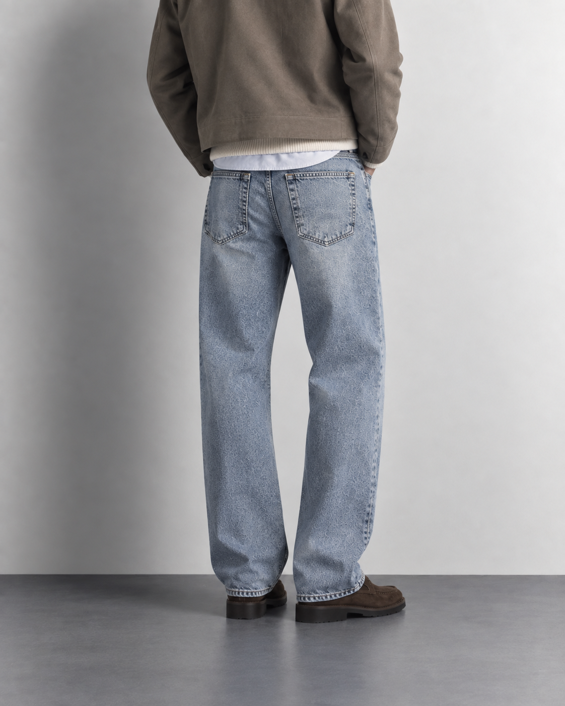 Light Blue Washed Relaxed Jeans — back view