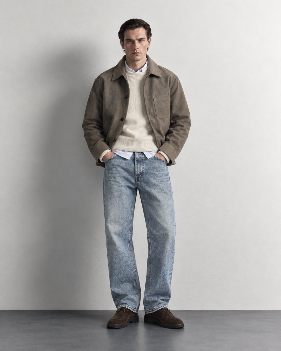 Light Blue Washed Relaxed Jeans — front view