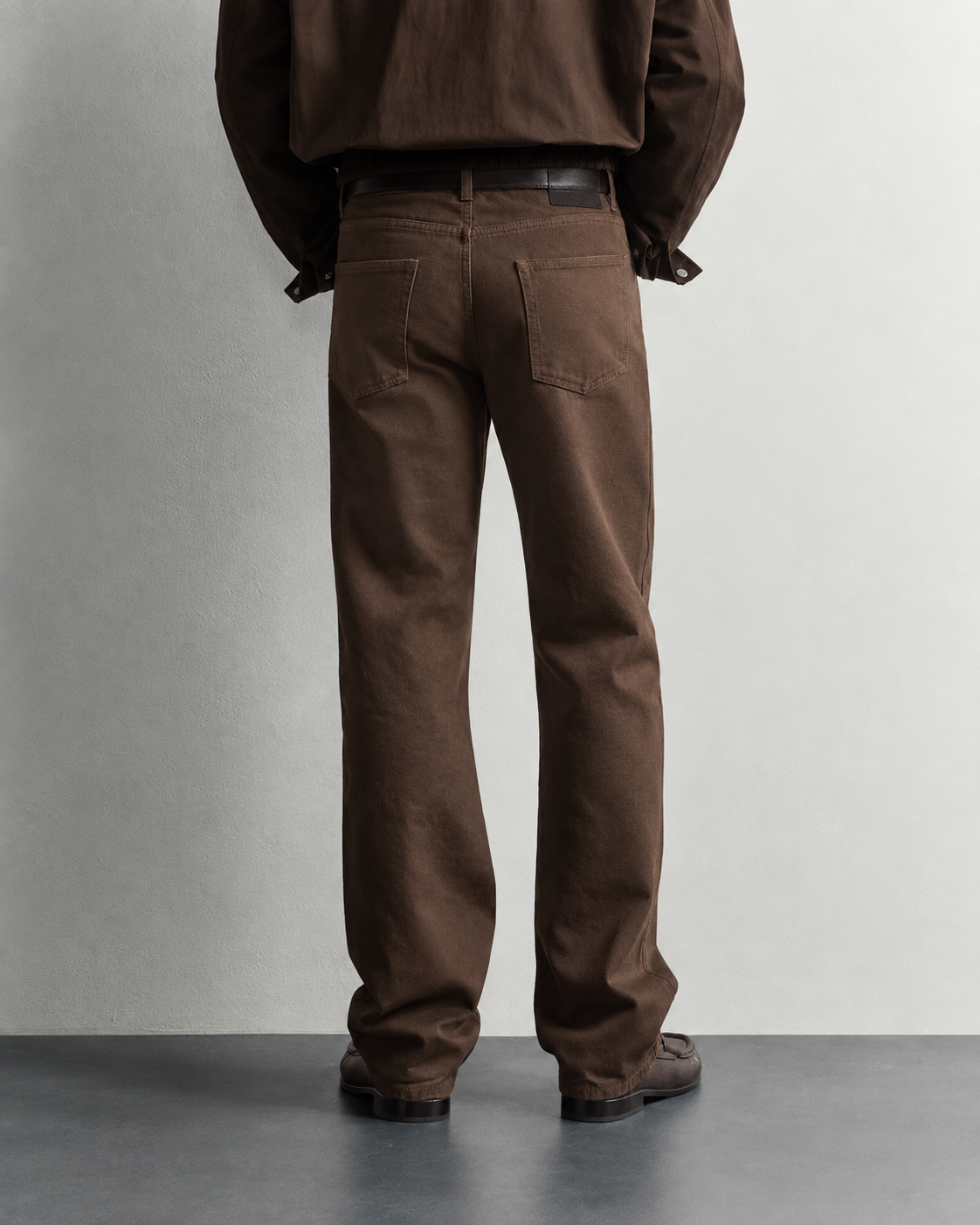 Dark Brown Straight Fit Jeans — worn, back