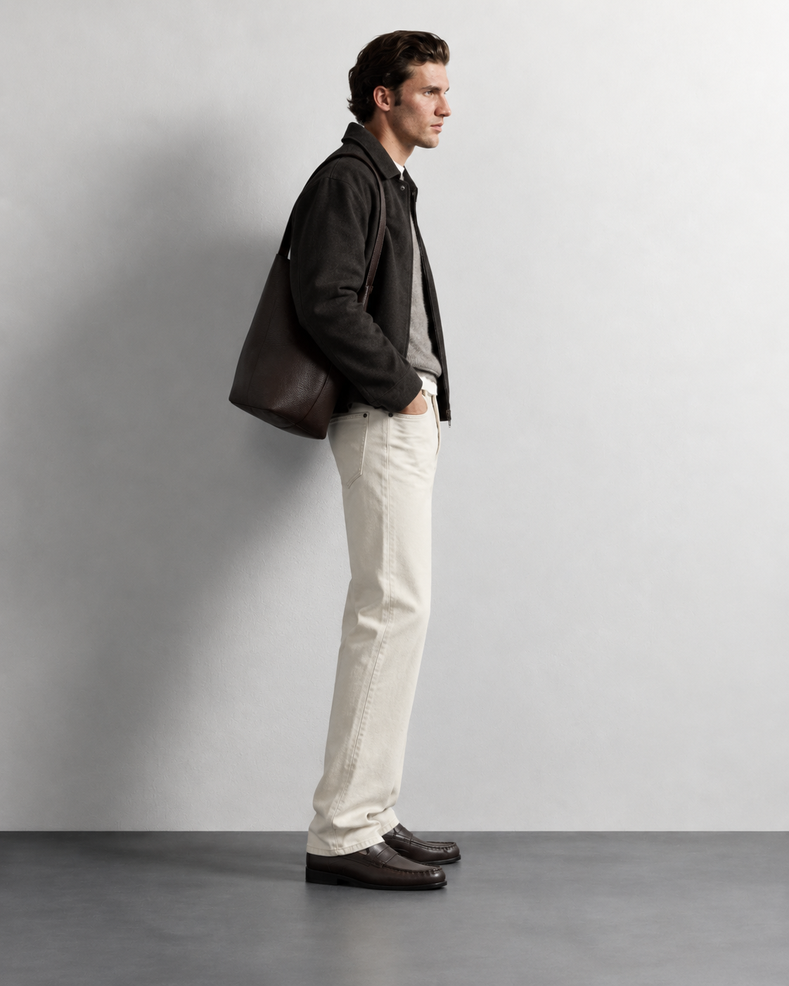 Ecru Straight Fit Jeans — detail
