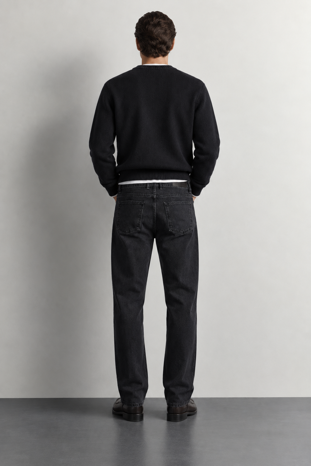 Midnight Black Regular Fit Jeans — worn, back