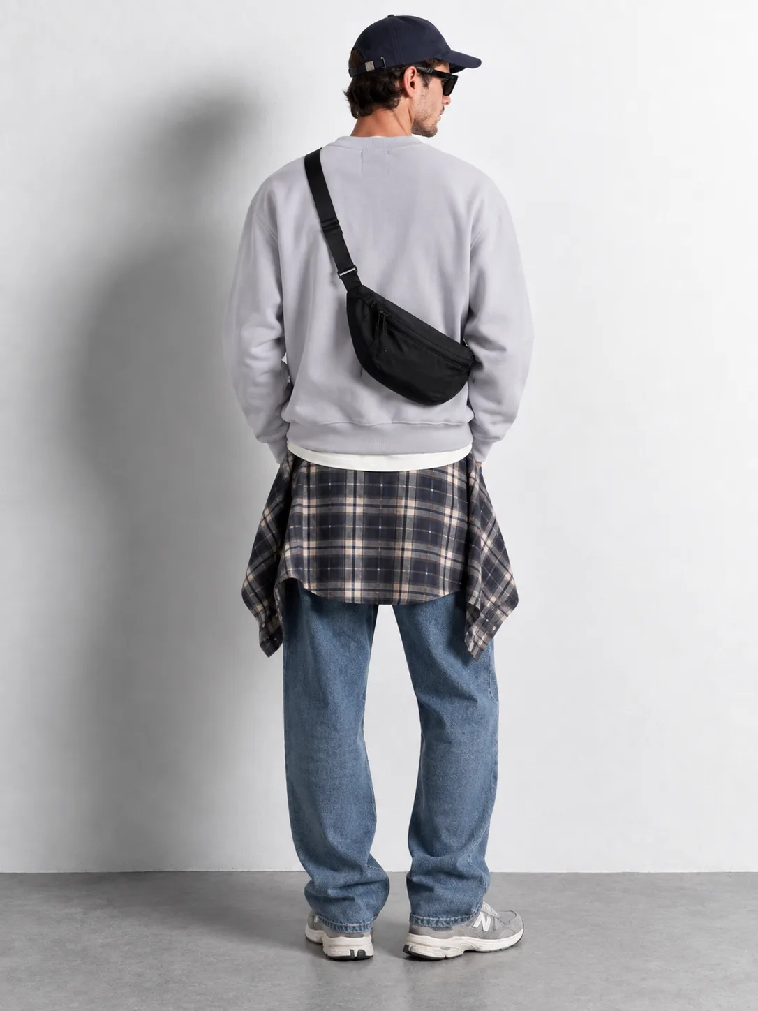 Washed Lavender Oversized Crewneck Sweatshirt — worn, back
