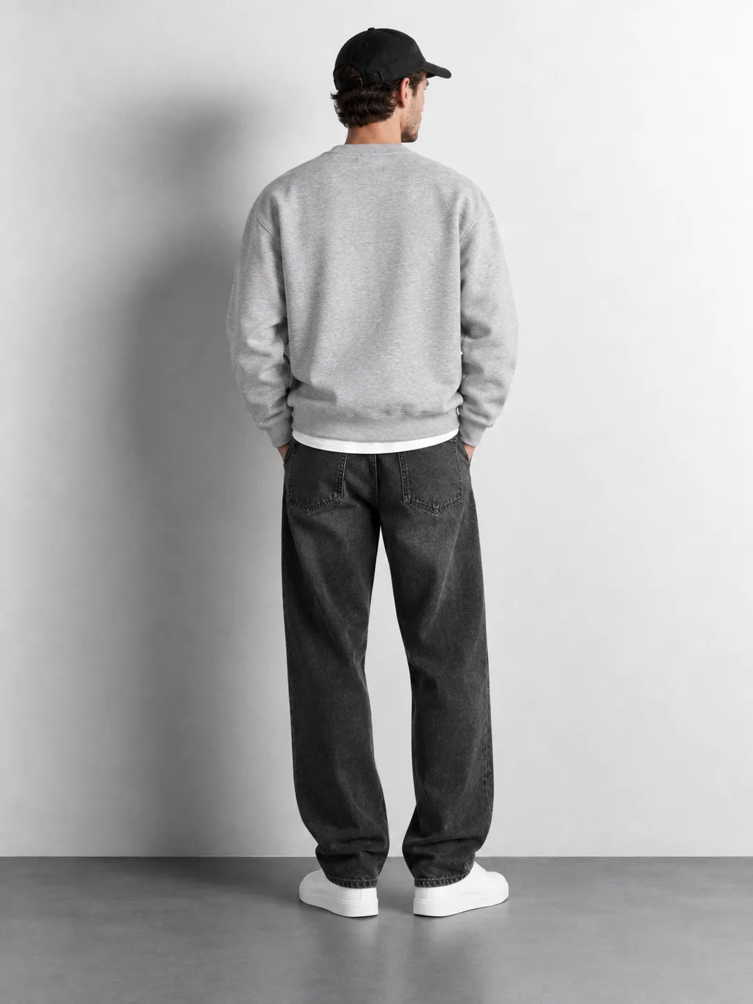 Basic Relaxed Fit Sweatshirt — worn, back