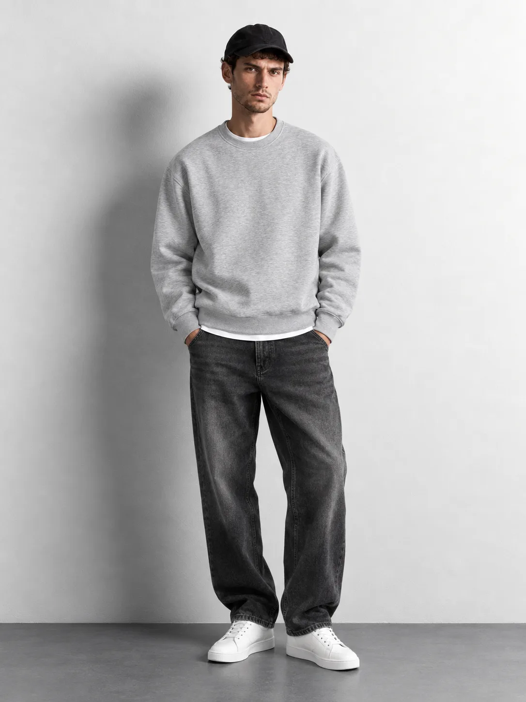 Basic Relaxed Fit Sweatshirt — worn, front
