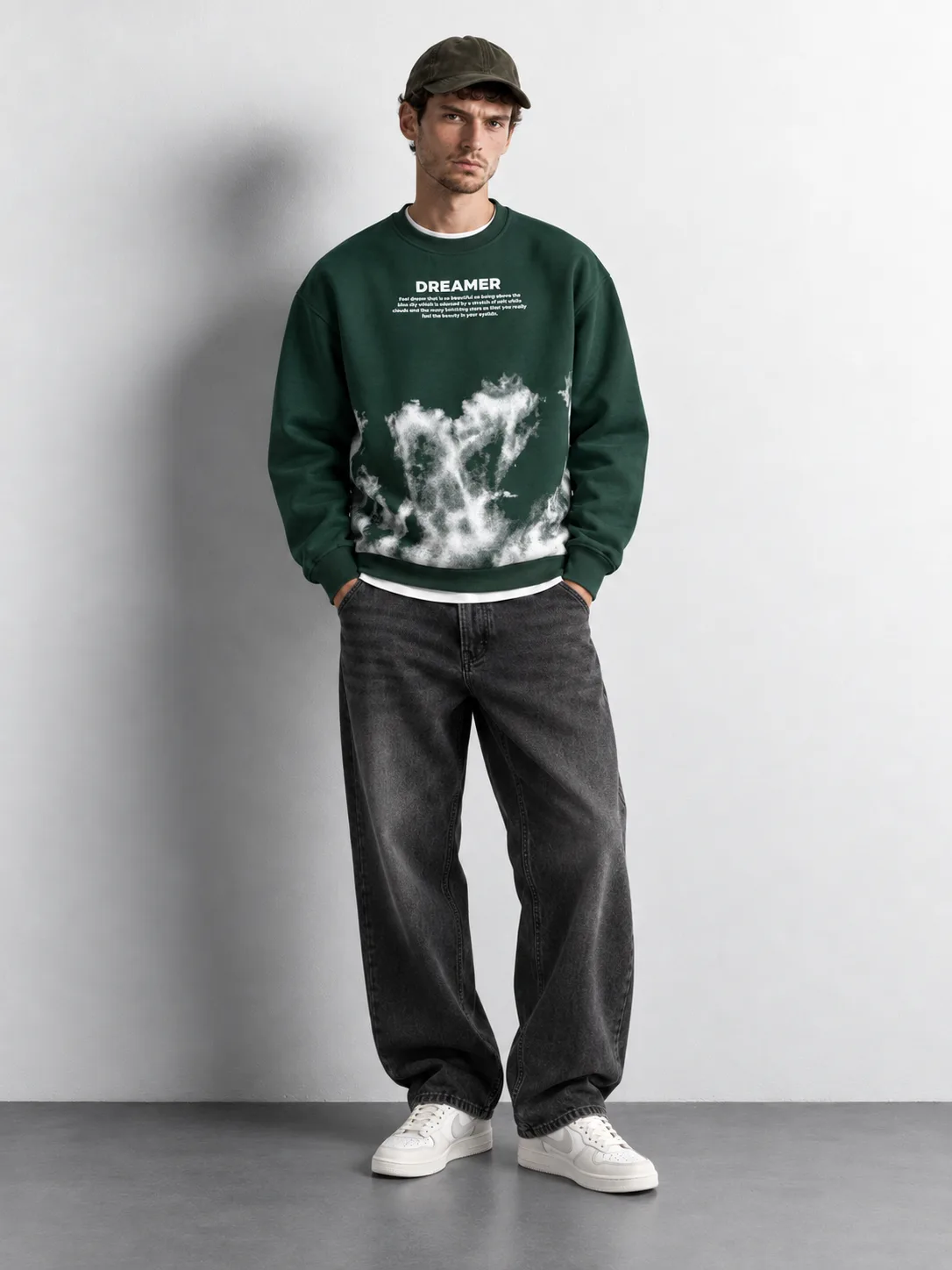 Dreamer Graphic Sweatshirt — worn, front