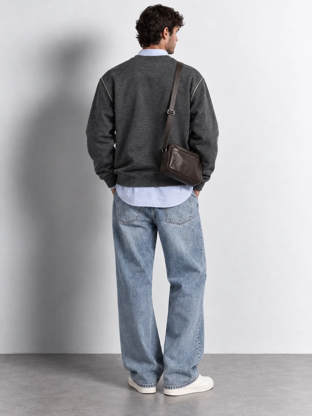 Varsity Zip-detail Sweatshirt — worn, back