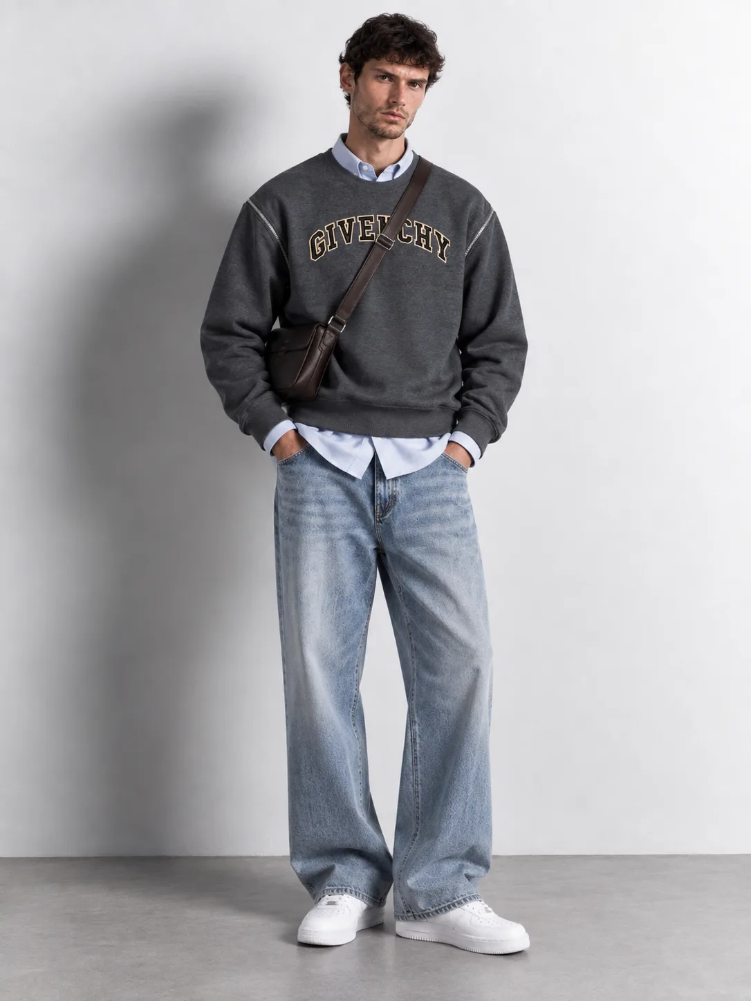 Varsity Zip-detail Sweatshirt — worn, front
