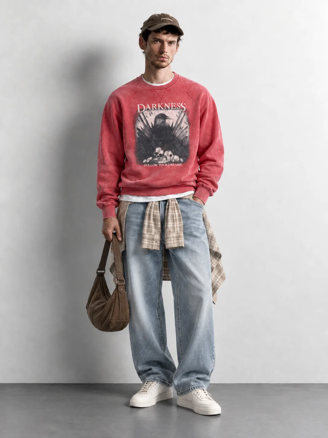 Washed Darkness Graphic Sweatshirt — worn, front