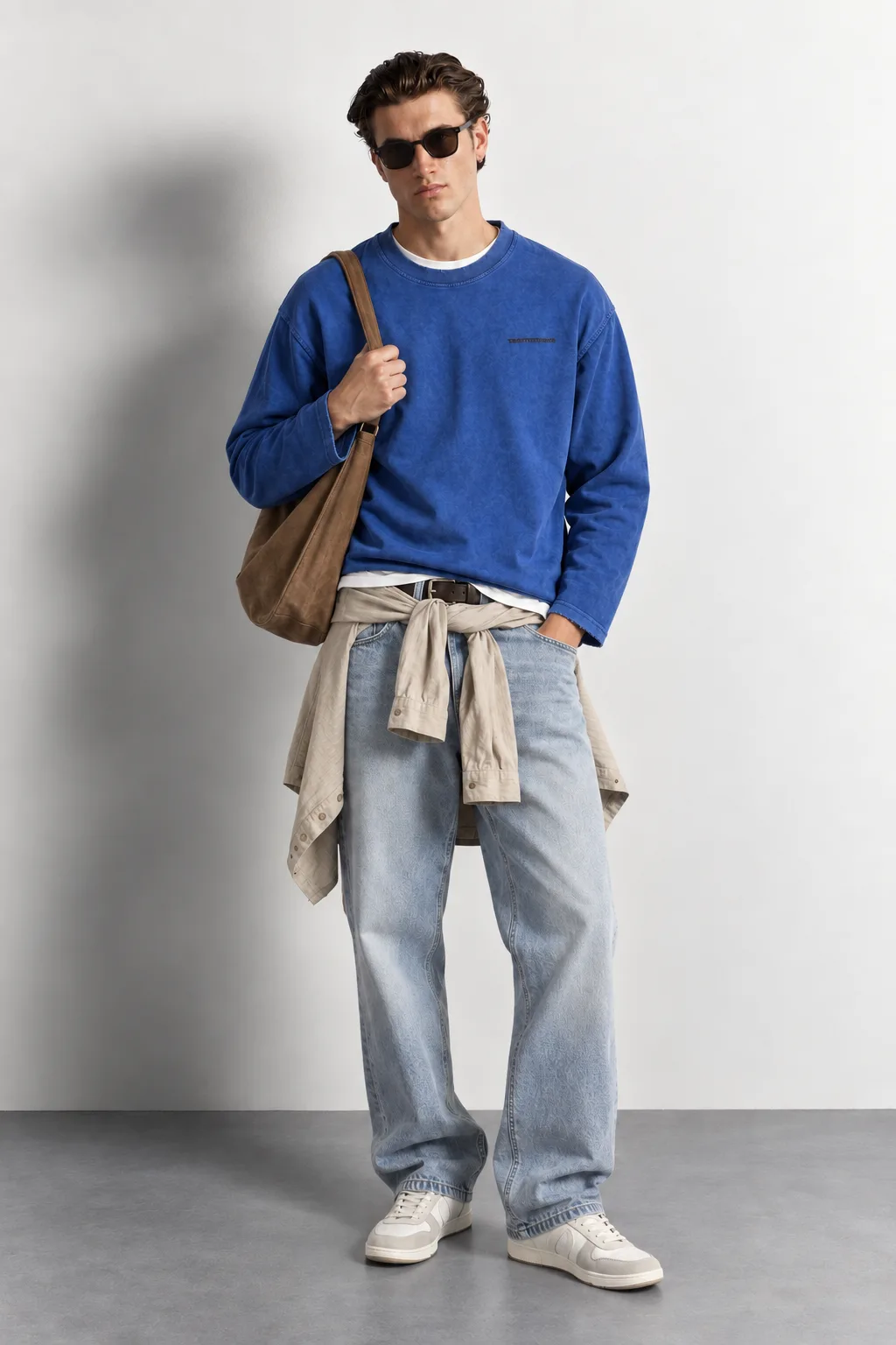 Acid Wash Long Sleeve Tee — worn, front