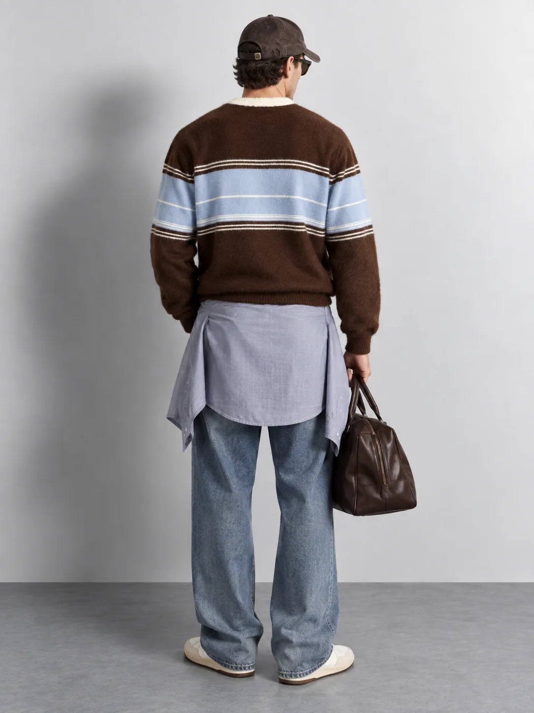 Brushed Colour Block Knit Sweater — worn, back