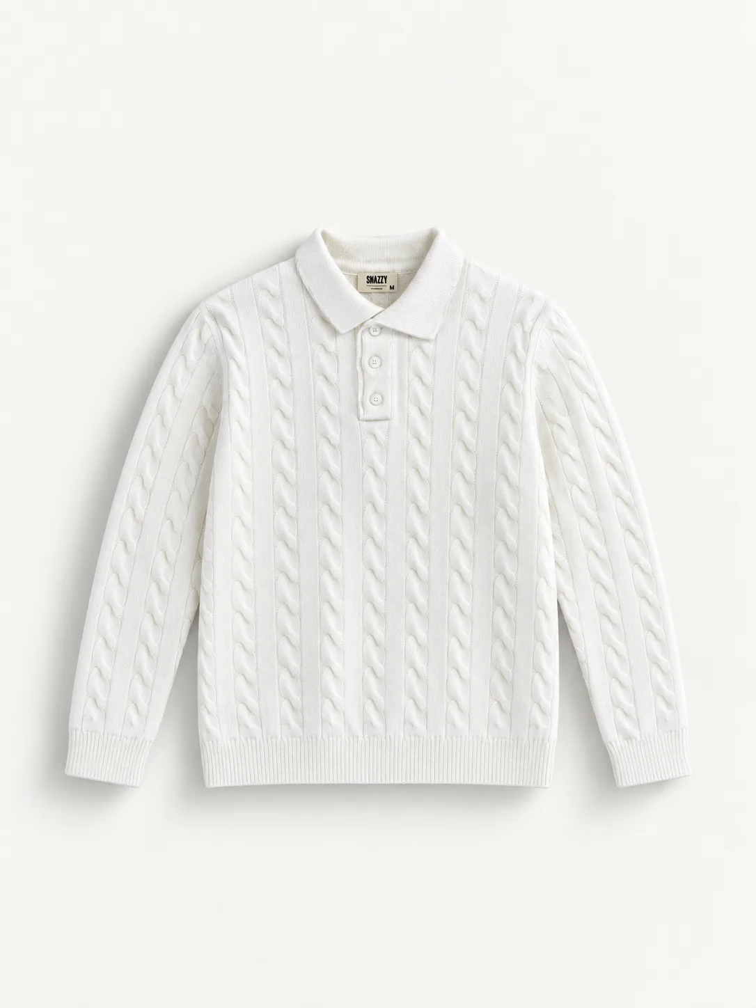 Cable Knit Polo Sweater — detail