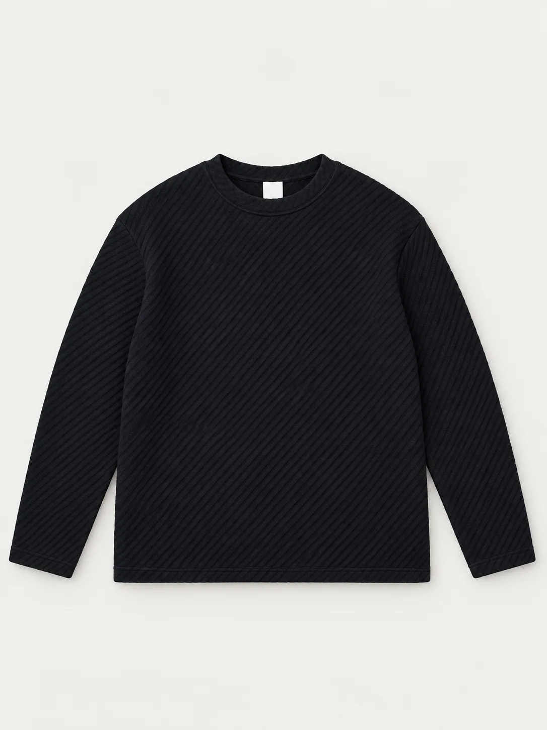 Diagonal Textured Crew Neck Sweater — detail