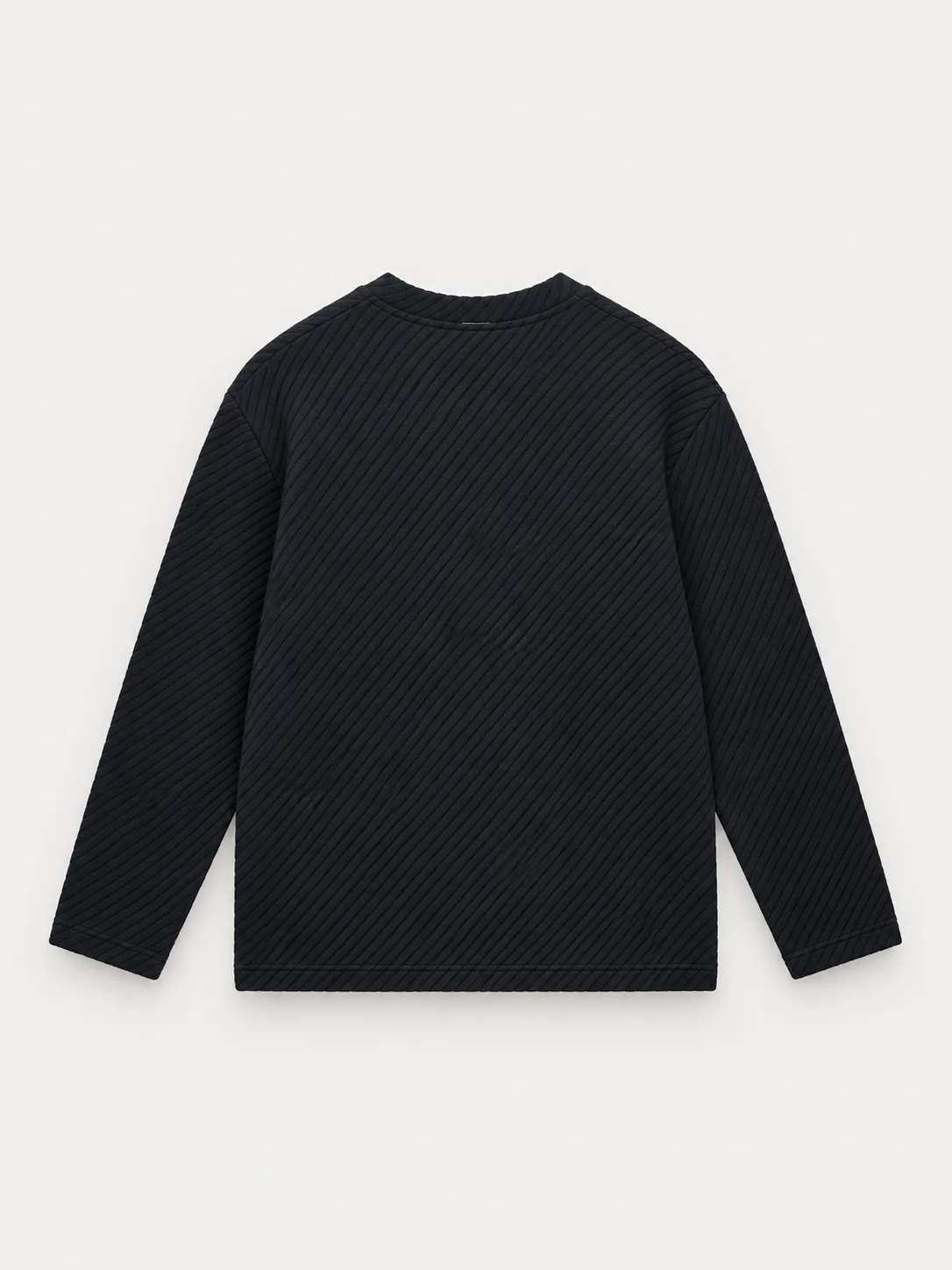 Diagonal Textured Crew Neck Sweater — detail