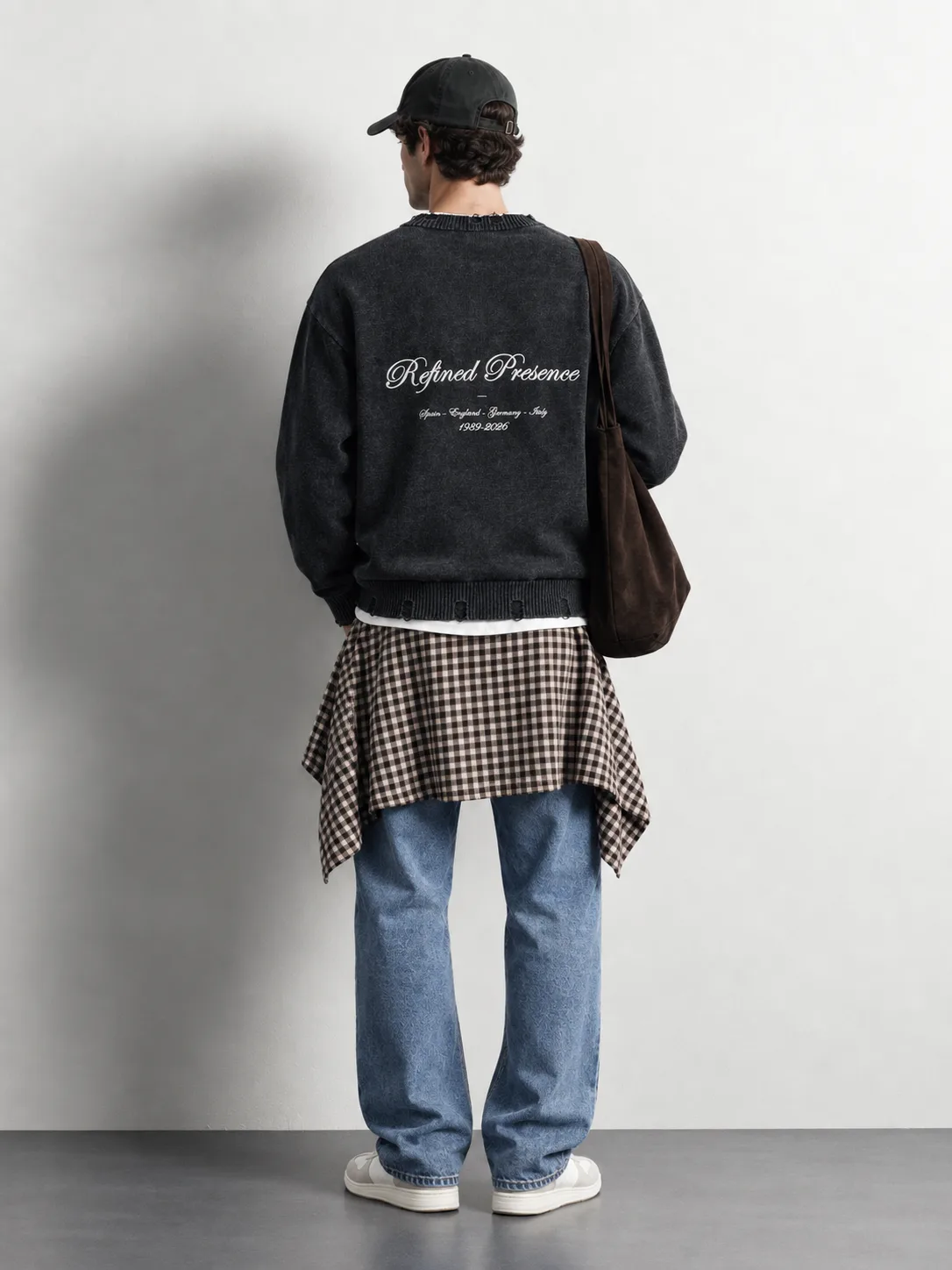 Distressed Washed Knit Sweater — worn, back