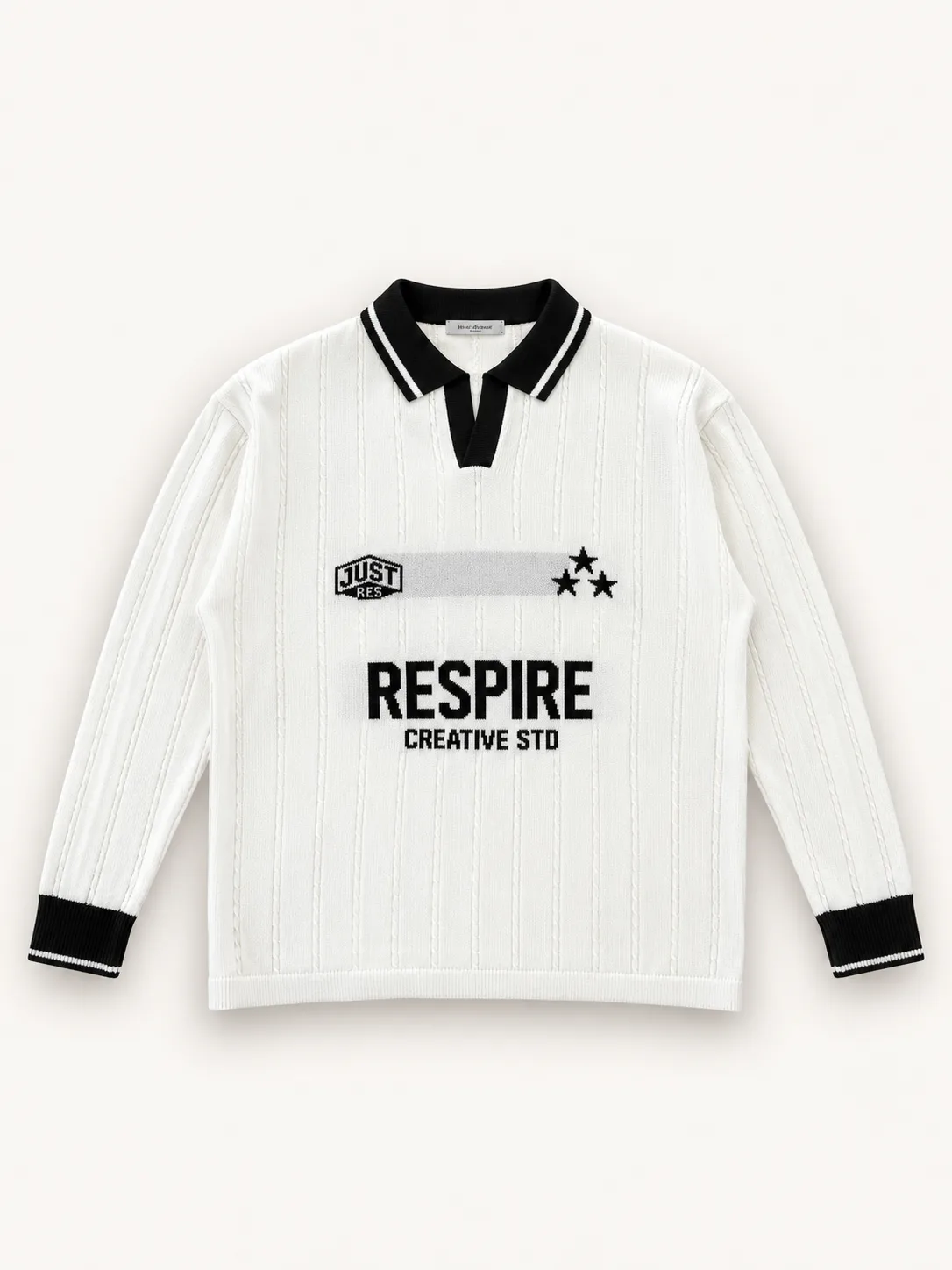 Graphic Cable Knit Polo Sweater — detail