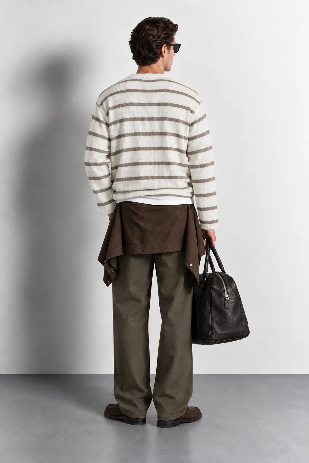 Graphic Stripe Knit Sweater — worn, back