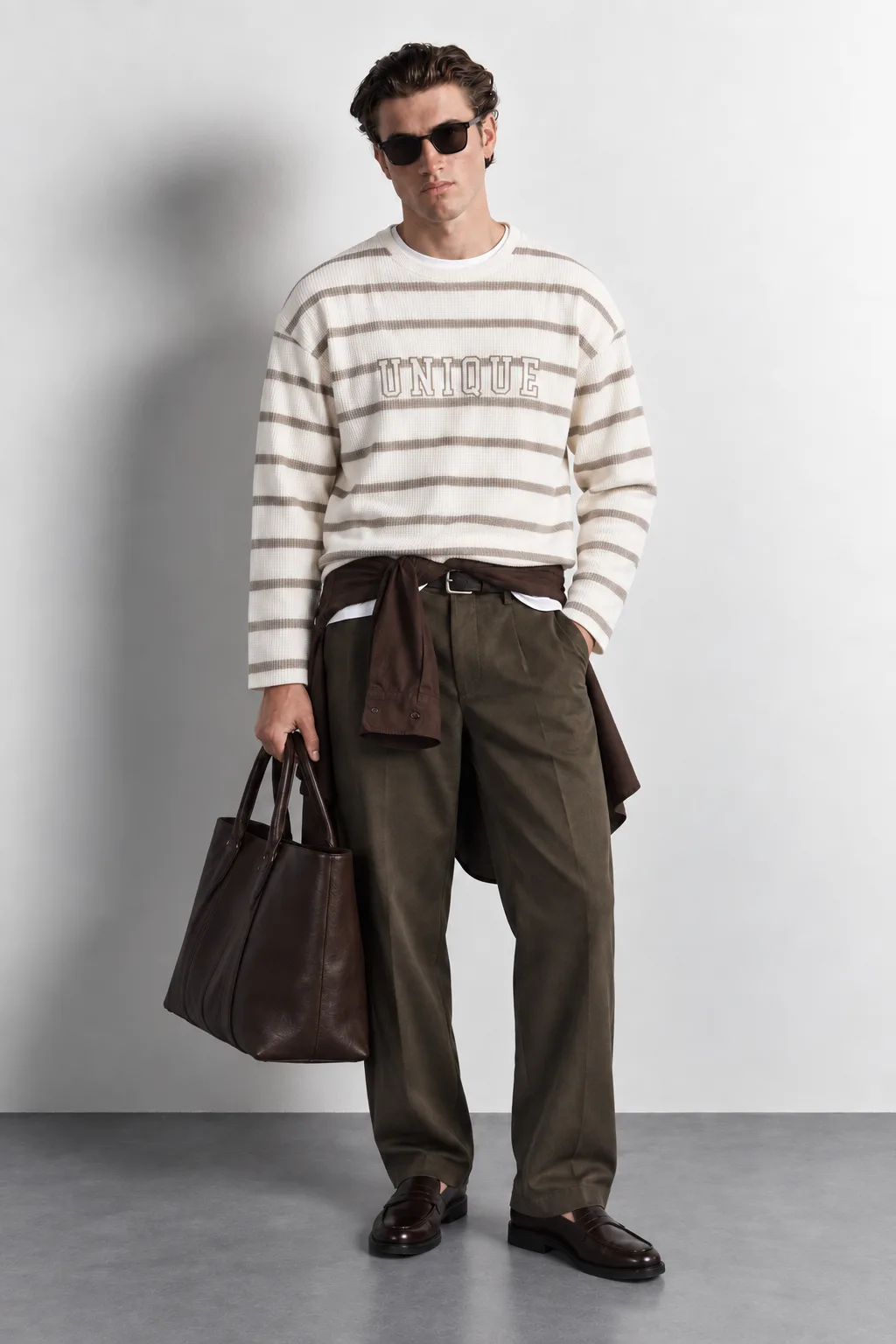Graphic Stripe Knit Sweater — worn, front